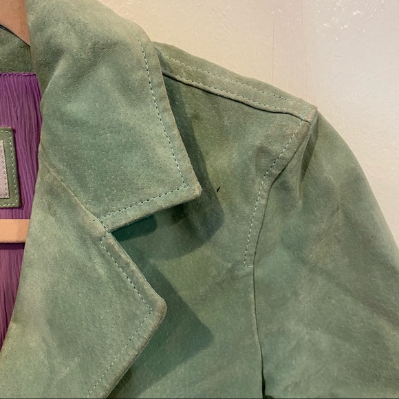 Wilsons Leather Maxima Sage Green Suede Jacket y2k vintage spring pastel - Picture 6 of 13